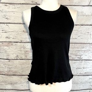 OLD NAVY Tank Top Ribbed Stretchy w
Lettuce Hem Black-Medium